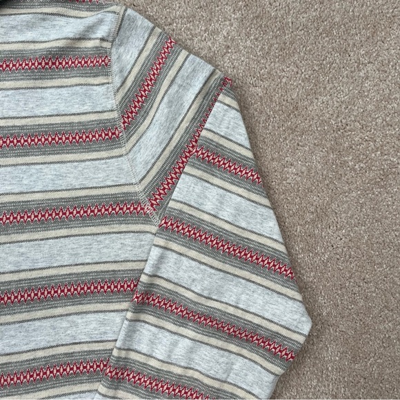 Lucky Brand Knit Wear Hoodie Large Gray & Red Stripe Pullover Casual Preppy Men - Picture 4 of 15